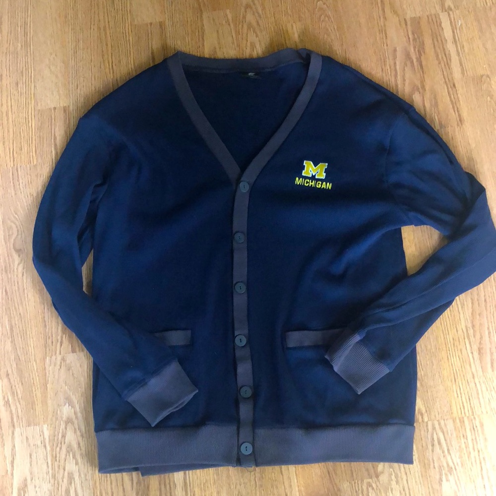XL varsity cardigan; Michigan